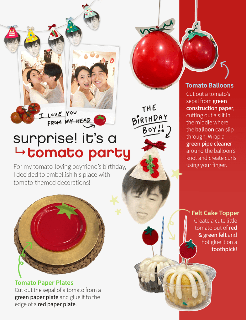 tomato-themed party, party ideas, tomato, birthday, birthday party